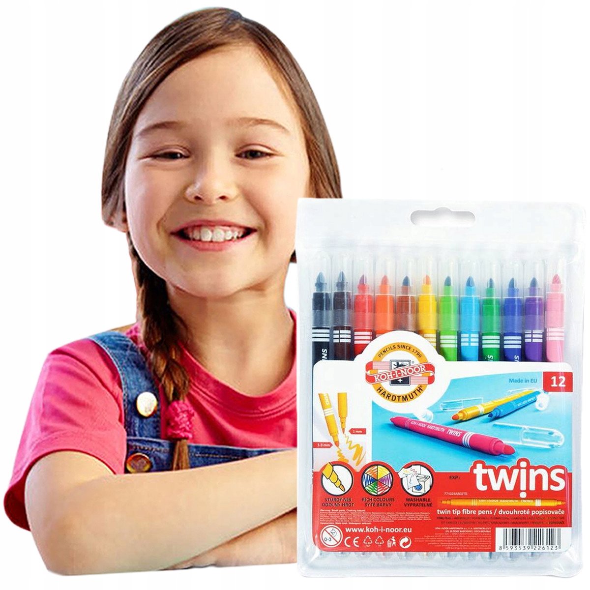 Koh-I-Noor Twins Dubbelzijdige Markers, Set van 12 Kleuren