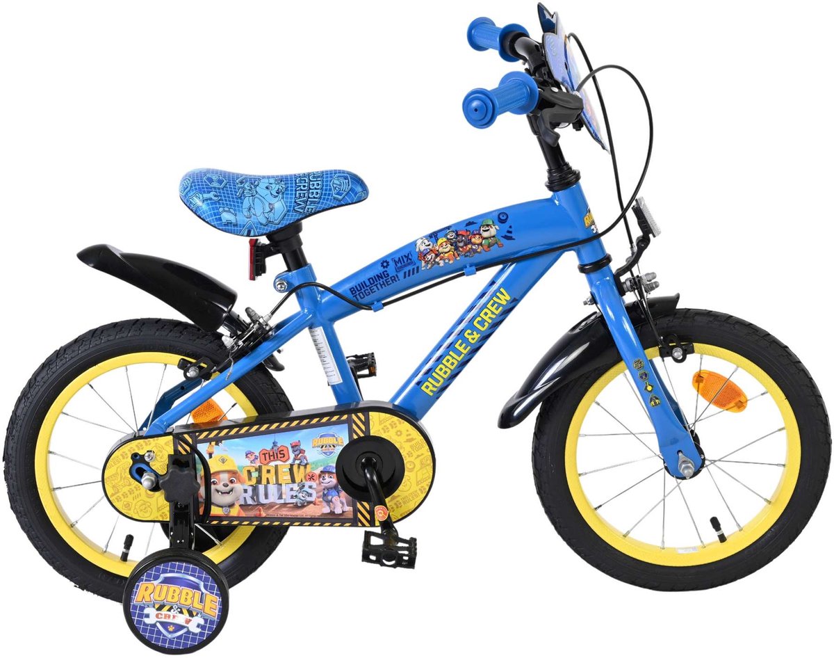 Volare Rubble & Crew Kinderfiets Jongens 14 inch Blauw Twee handremmen