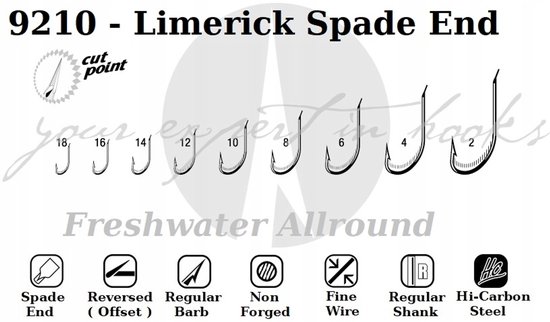 10x VMC Limerick Offset Haken 9210 GO Maat 12 - Goud — afbeelding 2