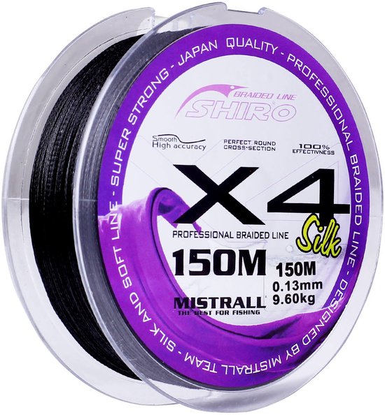 Mistrall Shiro X4 Vlechtlijn 150m Zwart 0.10mm van Mistrall — afbeelding 3