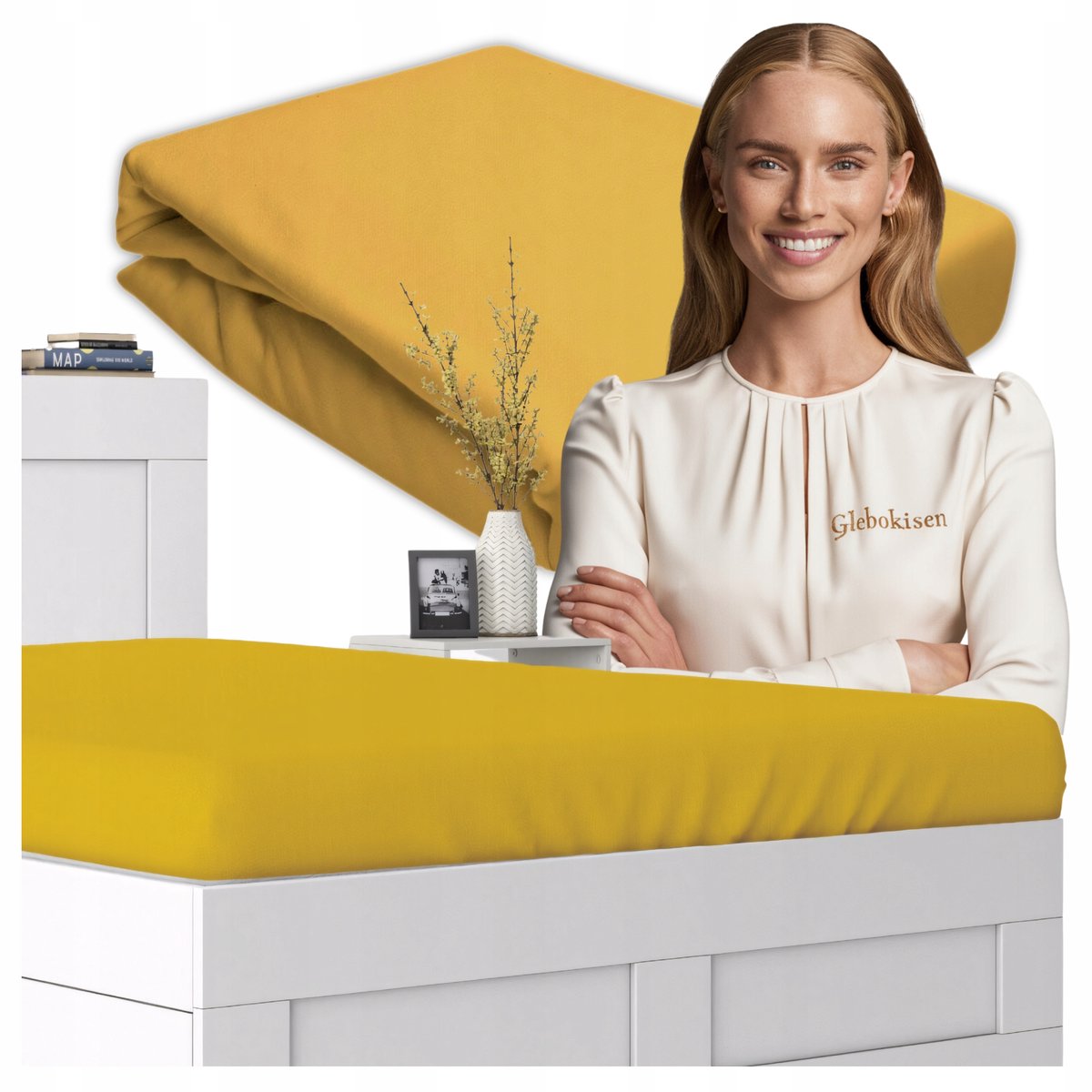Jersey Hoeslaken Katoen 100x200cm - Dik, Mosterd Geel, Nederlands Product