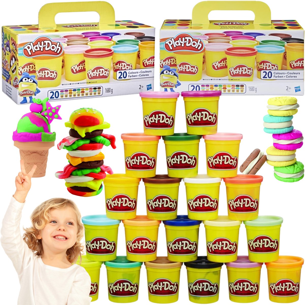 Play-Doh Klei Set - 20 Kleuren, 1680g - Creatief Speelplezier