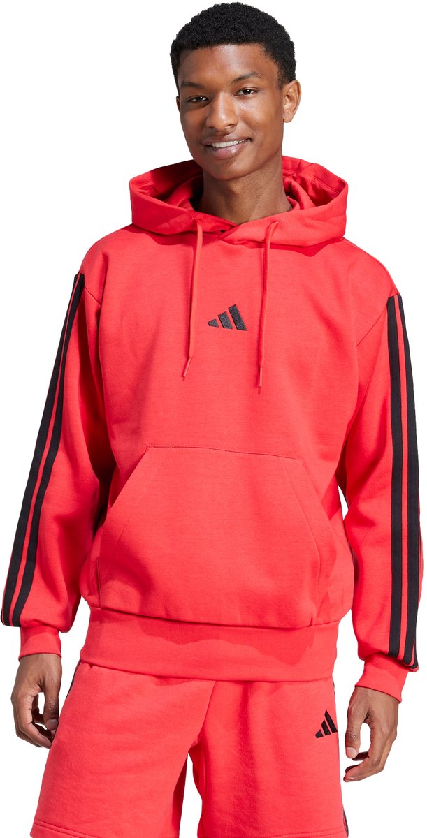 Adidas Sportswear Essentials 3-Stripes Fleece Hoodie Heren Rood