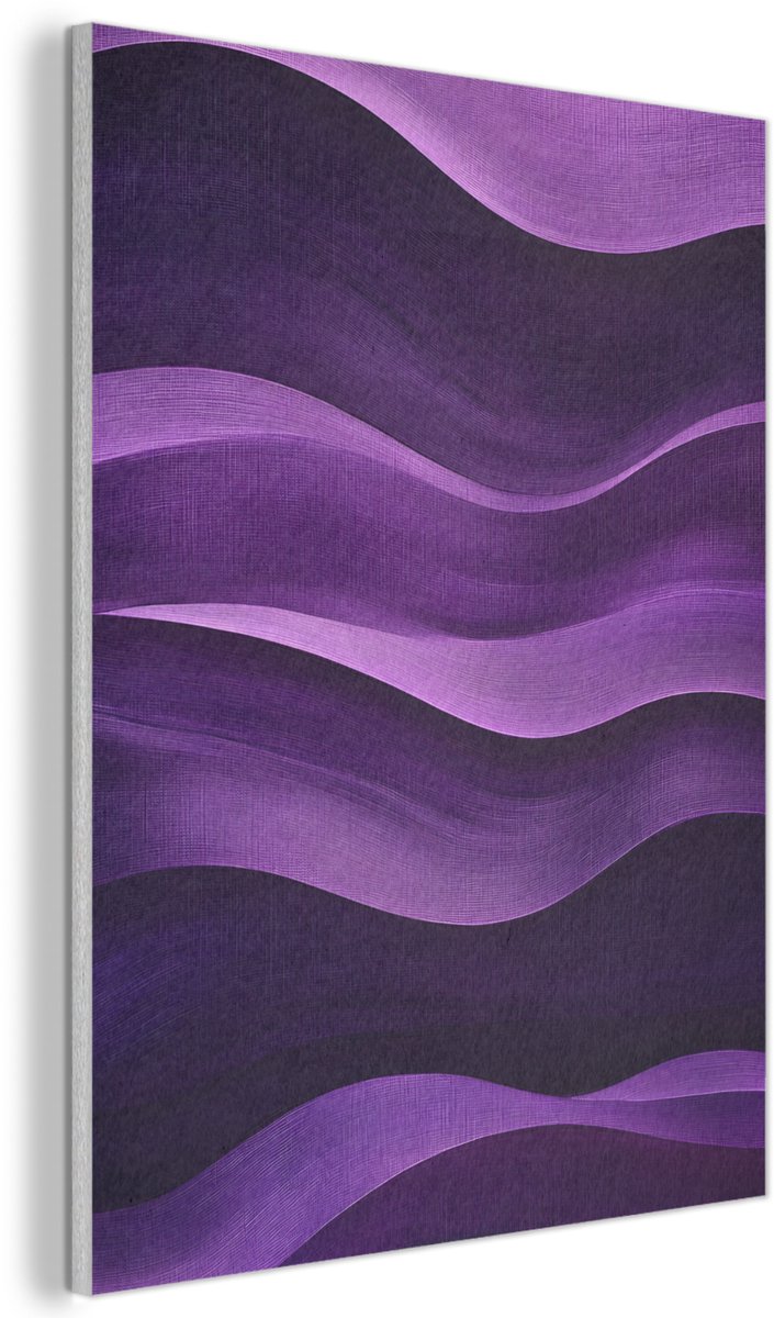 Akoestisch wandpaneel 50x70 cm - Vilt schilderij Golven - Abstract - Paars - Akoestische panelen - Geluidsdempende wanddecoratie - Geluidsisolatie woonkamer - Muurdecoratie geluidspanelen