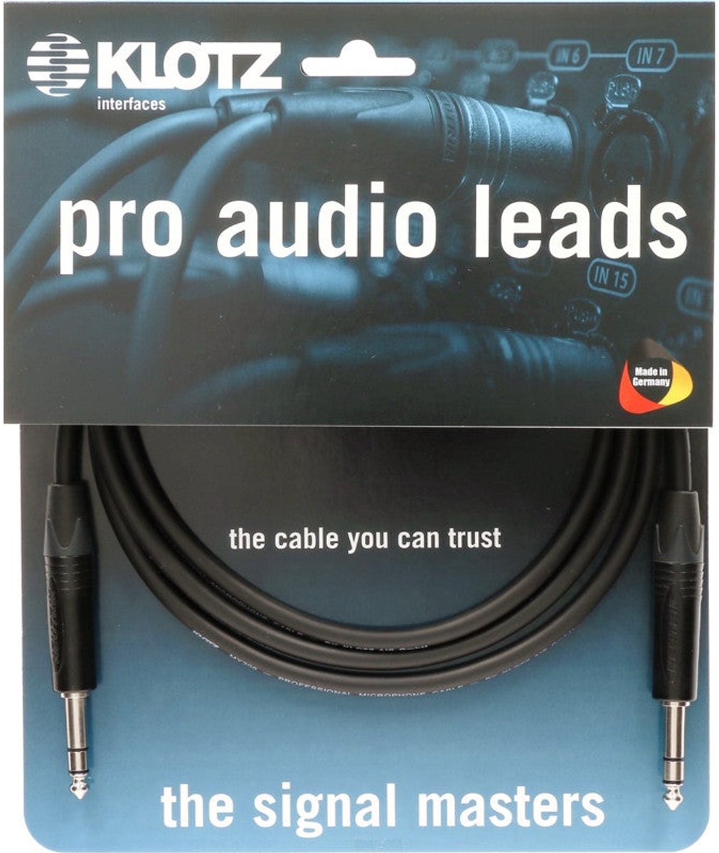 Klotz B4PP1-1500 Neutrik jack 3p - jack 3p 15 meter kabel