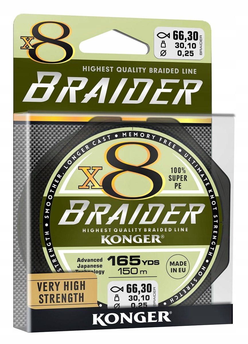Konger Braider X8 Vislijn 0.14mm 150m Zwart - Sterk & Gevoelig