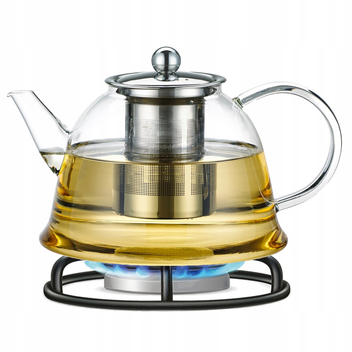 Glazen Theepot met Infuser 1.5L Hittebestendig voor Gasfornuis