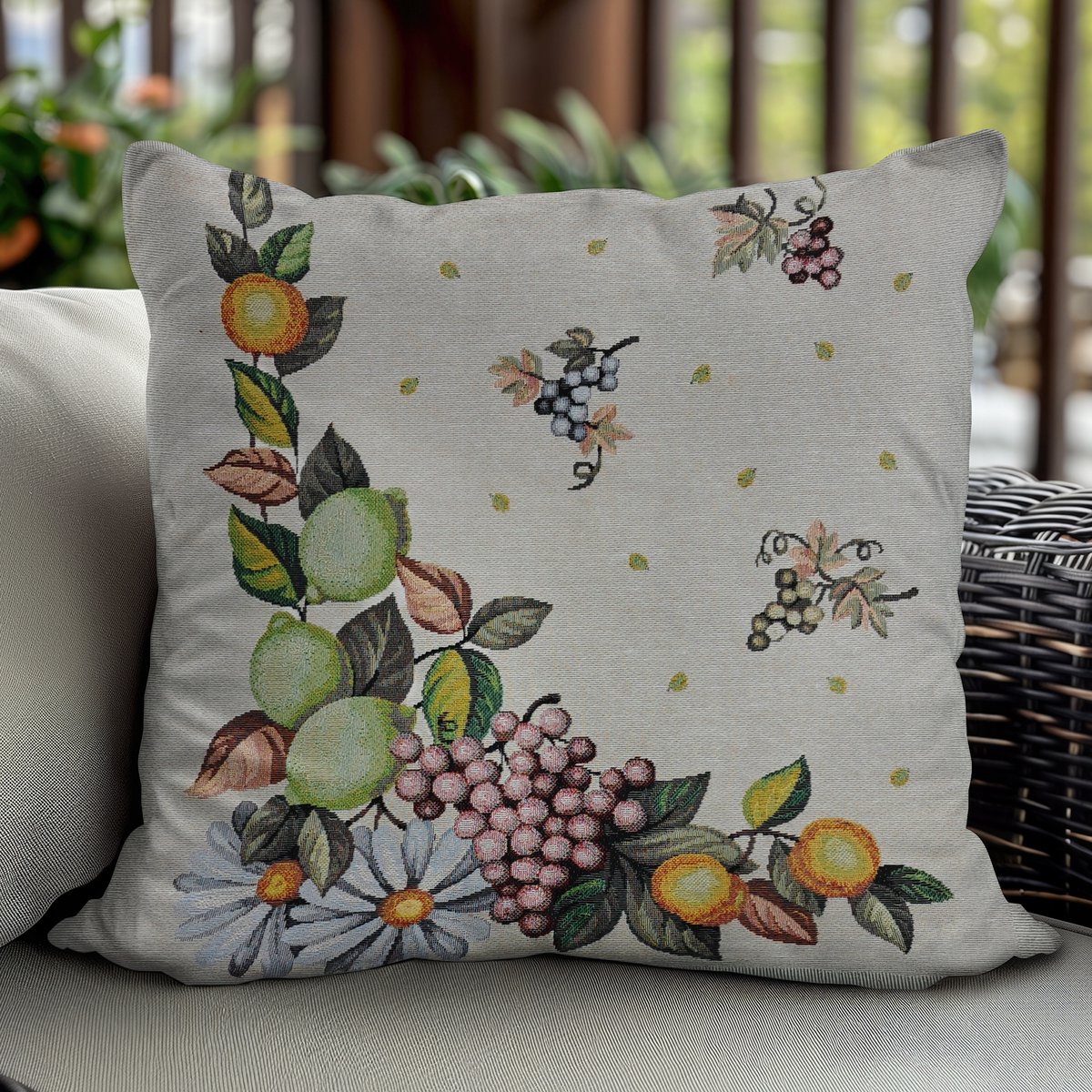 Gobelin Kussenhoes 45x45 cm - Druivenpatroon