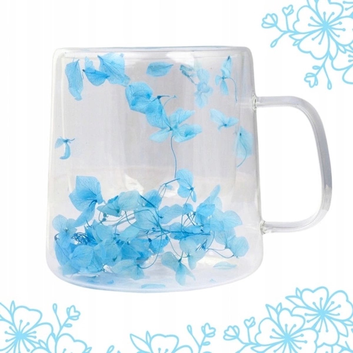 ECARLA Thermische Glas met Hortensia 300ml - Dubbele Bodem