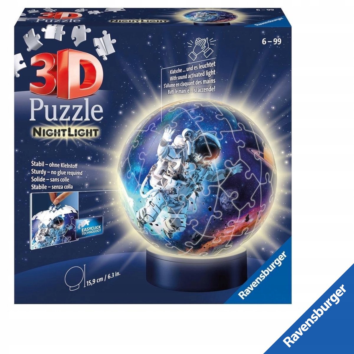 Ravensburger 3D Puzzel 72 Stuks Astronaut Bol - Lichtgevend