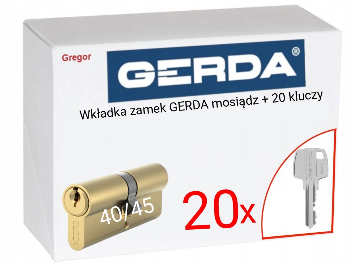 Gerda WKE1 Cilindersleuf 40/45 Messing met 20 Sleutels