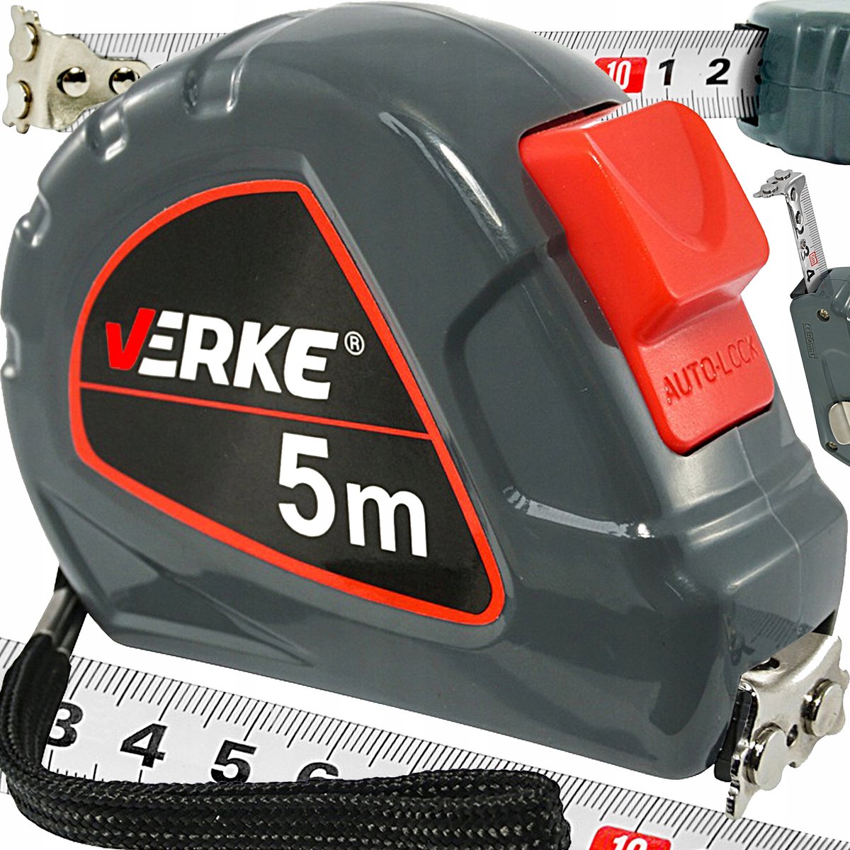 Verke Liniaal 5m x 19mm - Staal, nylon coating, magneet