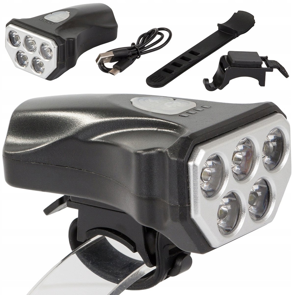 Fietslamp Voor LED USB 5 Modi Waterdicht - Zwart