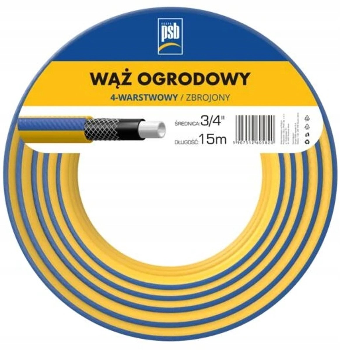 Tuinslang 15m 3/4" 4-laags - Flexibel, UV- en algenbestendig