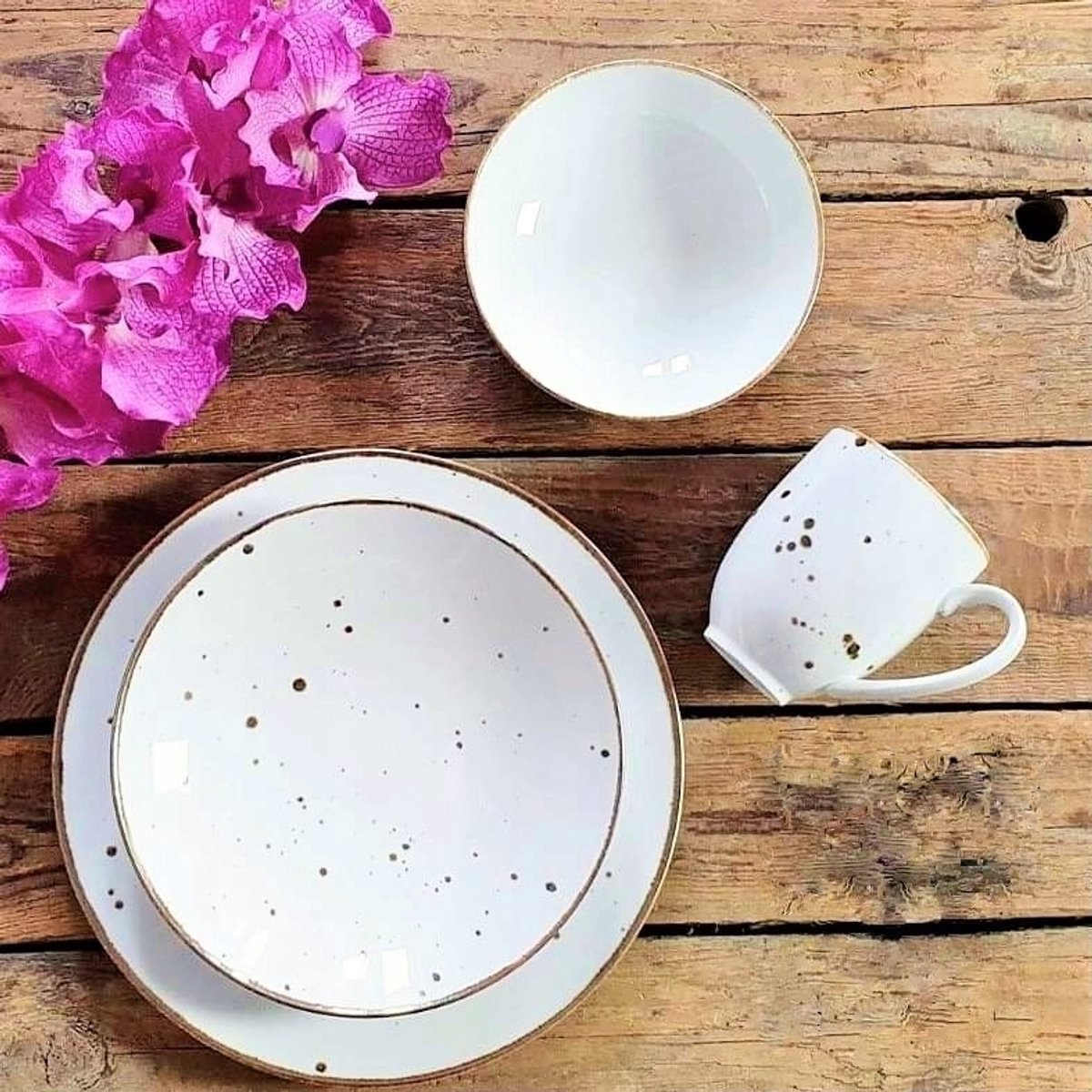 Aluminiumoxide Servies 10 Pers. Wit Crème Porselein 75 Delen