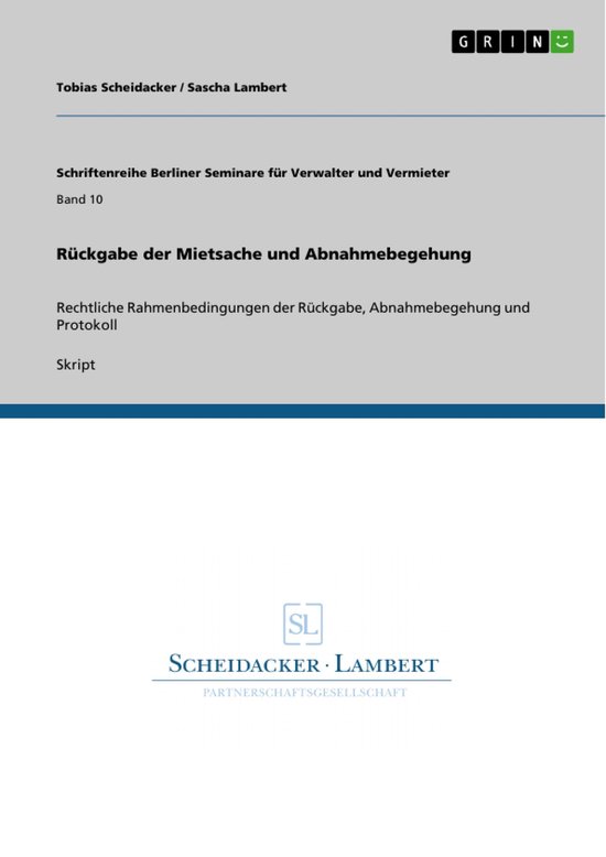 Rückgabe der Mietsache und Abnahmebegehung - cover