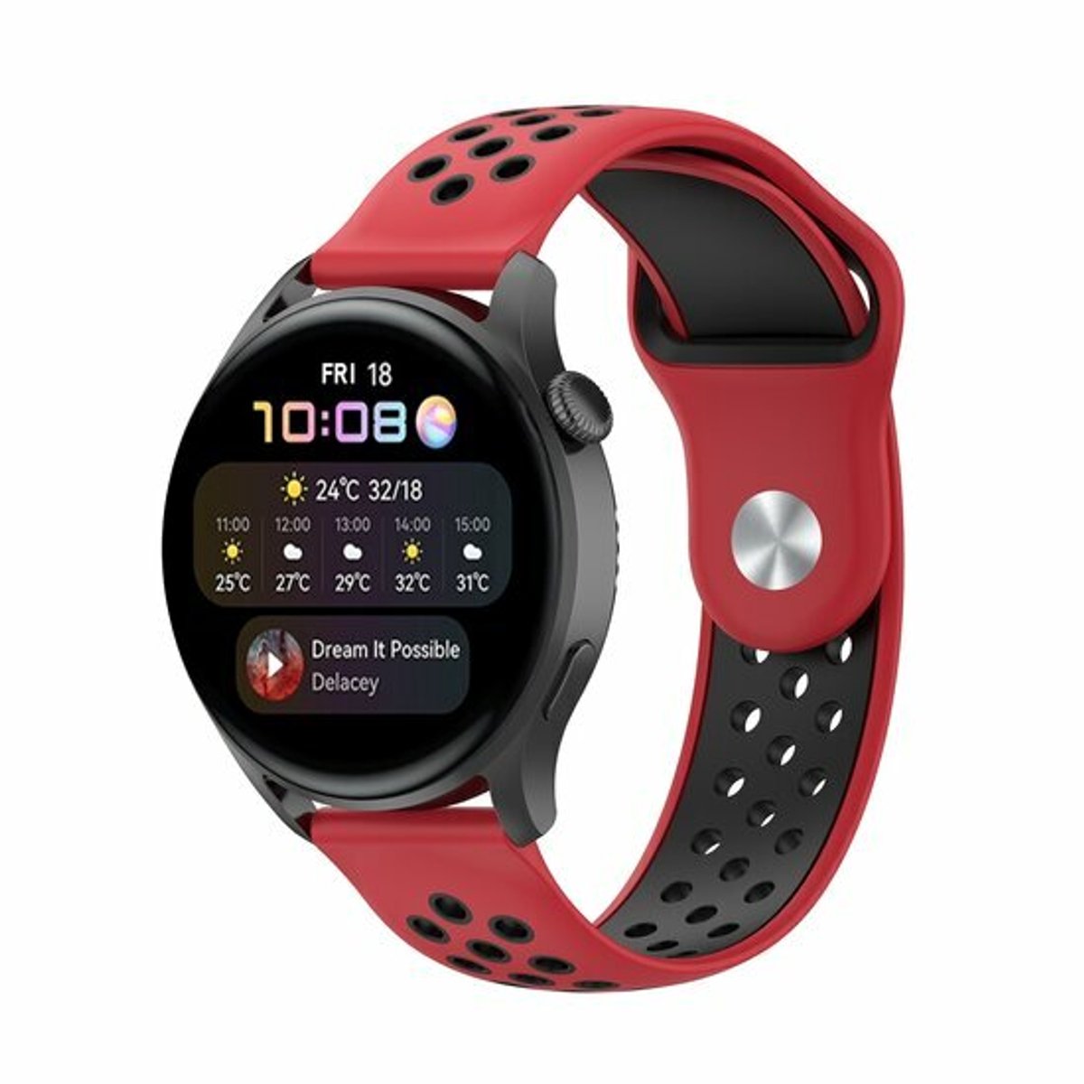 By Qubix - Geschikt voor Garmin bandje - Geschikt voor Garmin Venu 4 - 45mm - Sport Edition - Rood + zwart - Smartwatch bandje 22mm