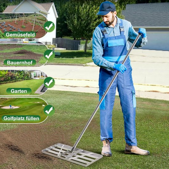 Gazonrakel - Gazonhark - Nivelleringhark Efficiënt van Merkloos	 — afbeelding 2