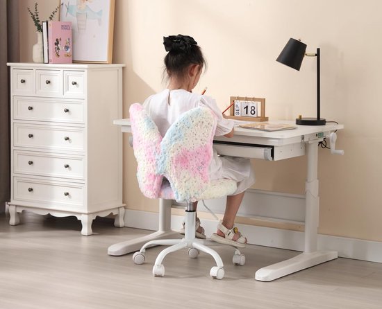 chairus Draaibare kinderbureaustoel van imitatiebont