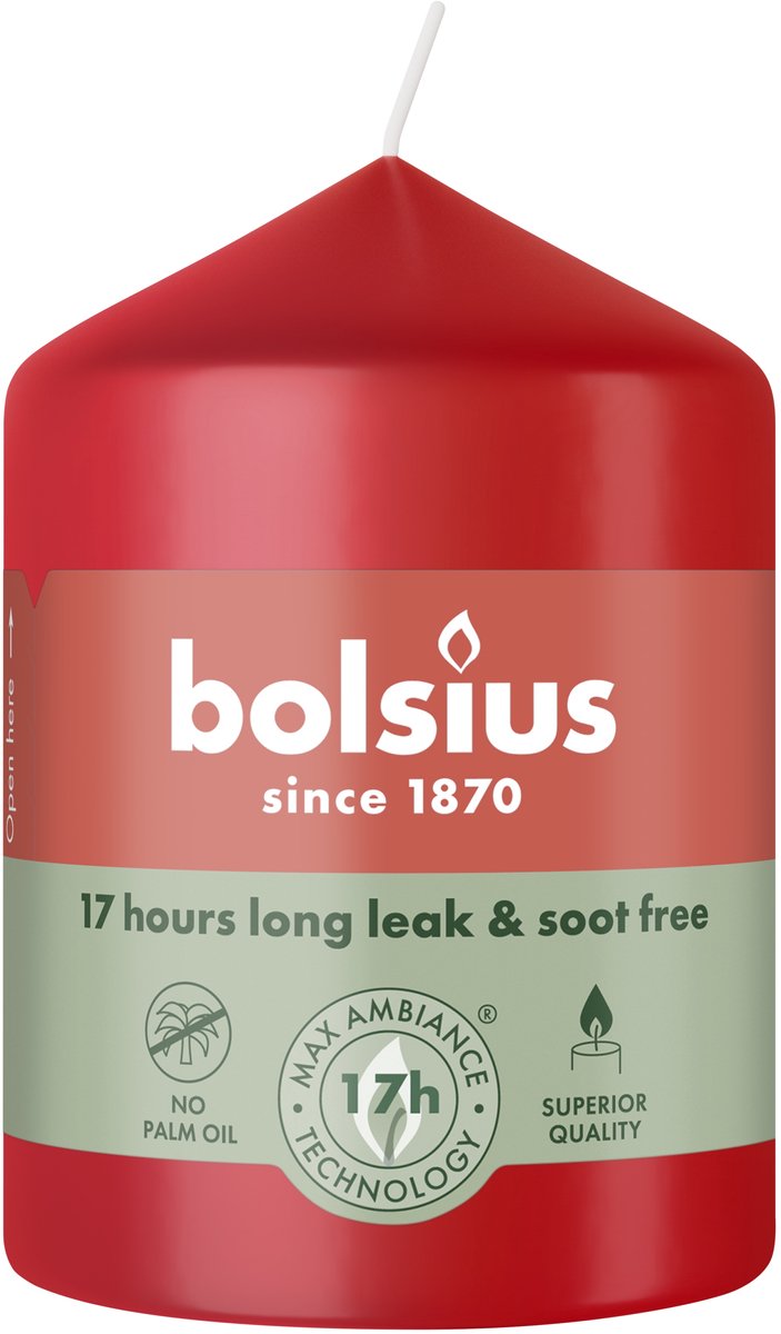 Bolsius Stompkaars 80/58 Delicate Red (1 stuk) Rood