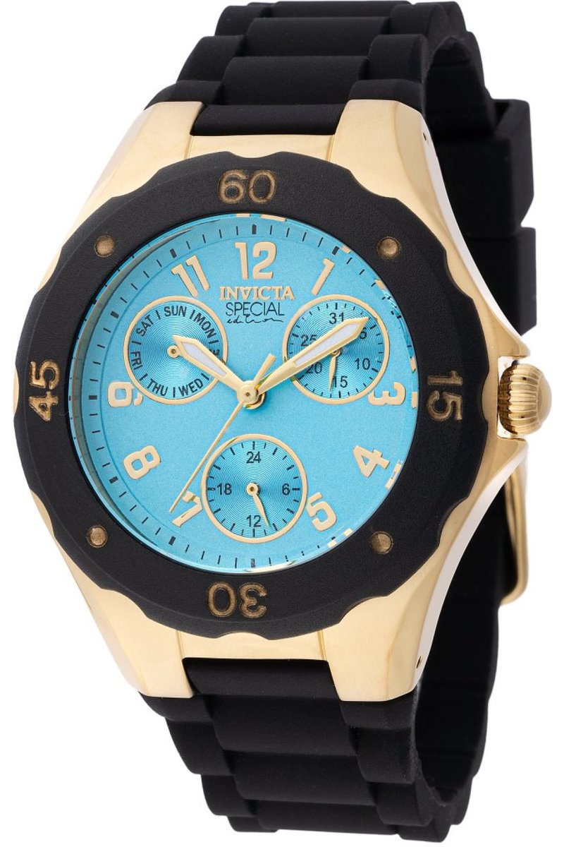 Invicta Angel 48405 Dames Horloge - Waterdicht - Analoog - Quartz Uurwerk - Roestvrij Staal met blauwe Wijzerplaat - 38mm