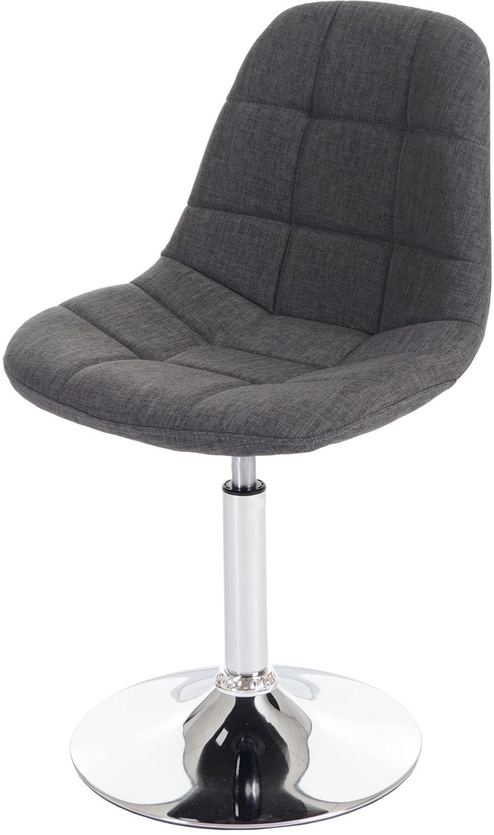 MCW Eetkamerstoel MCW-A60, draaistoel, retro jaren 50 design ~ stof/textiel lichtgrijs, voet chroom