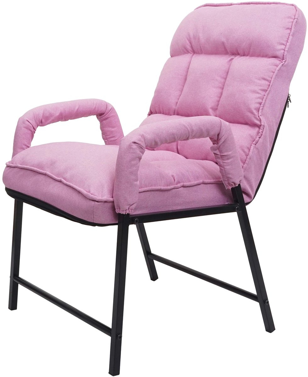 MCW Eetkamerstoel MCW-K40, stoel gestoffeerd, 160kg belastbaar rugleuning verstelbaar metaal ~ stof/textiel roze