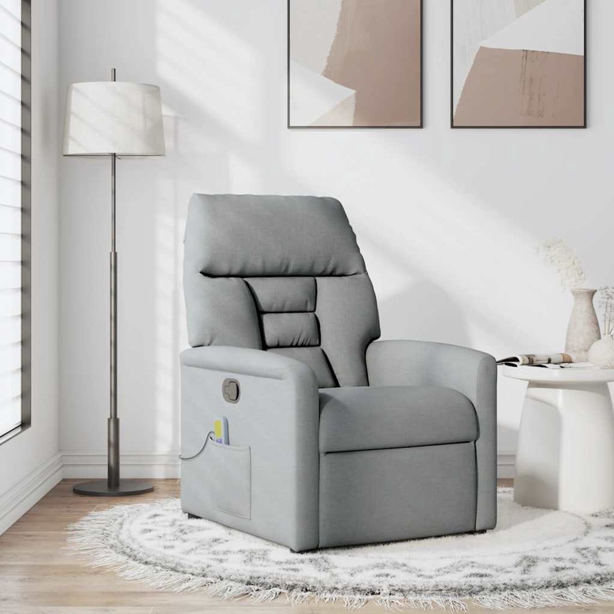 vidaXL Massagestoel - verstelbaar - stof - lichtgrijs