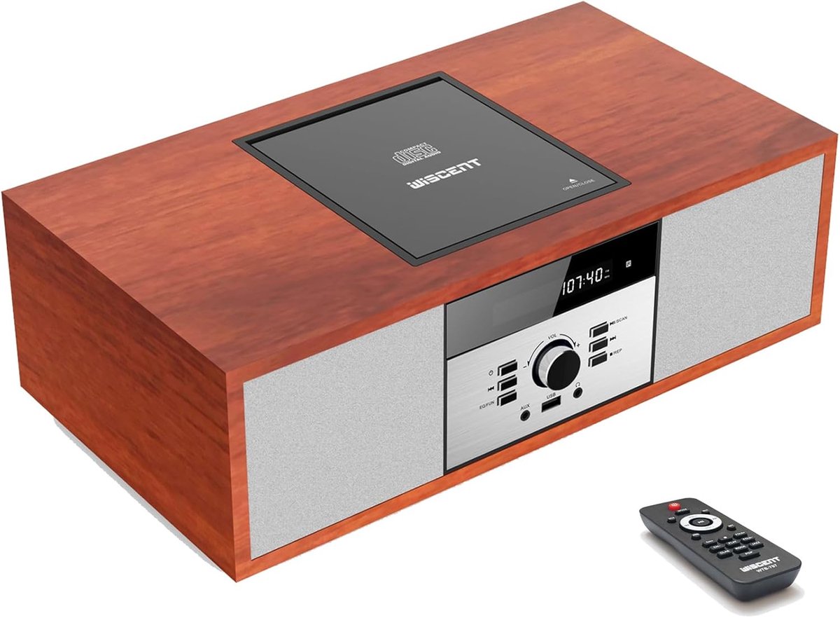Compacte Nostalgische Bluetooth Stereo-installatie voor Thuis met CD-speler en FM-radio
