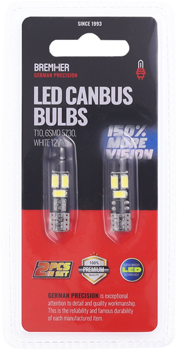 t10 led lampen 12v - helder wit licht met canbus - 6smd 5730 kwaliteit
