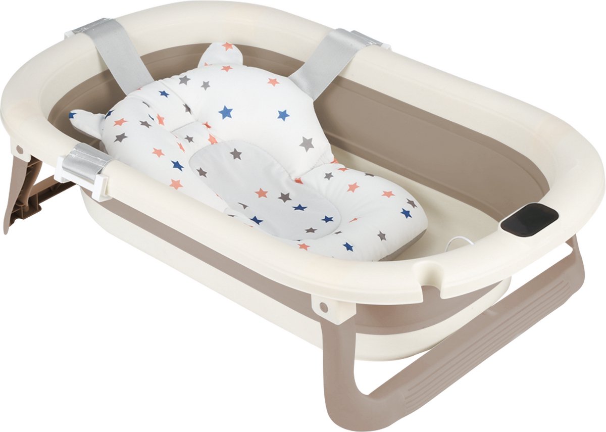 PIPIPOXER Babybadje - Inklapbaar bad - Bad Baby -Met badkussen -Kaki