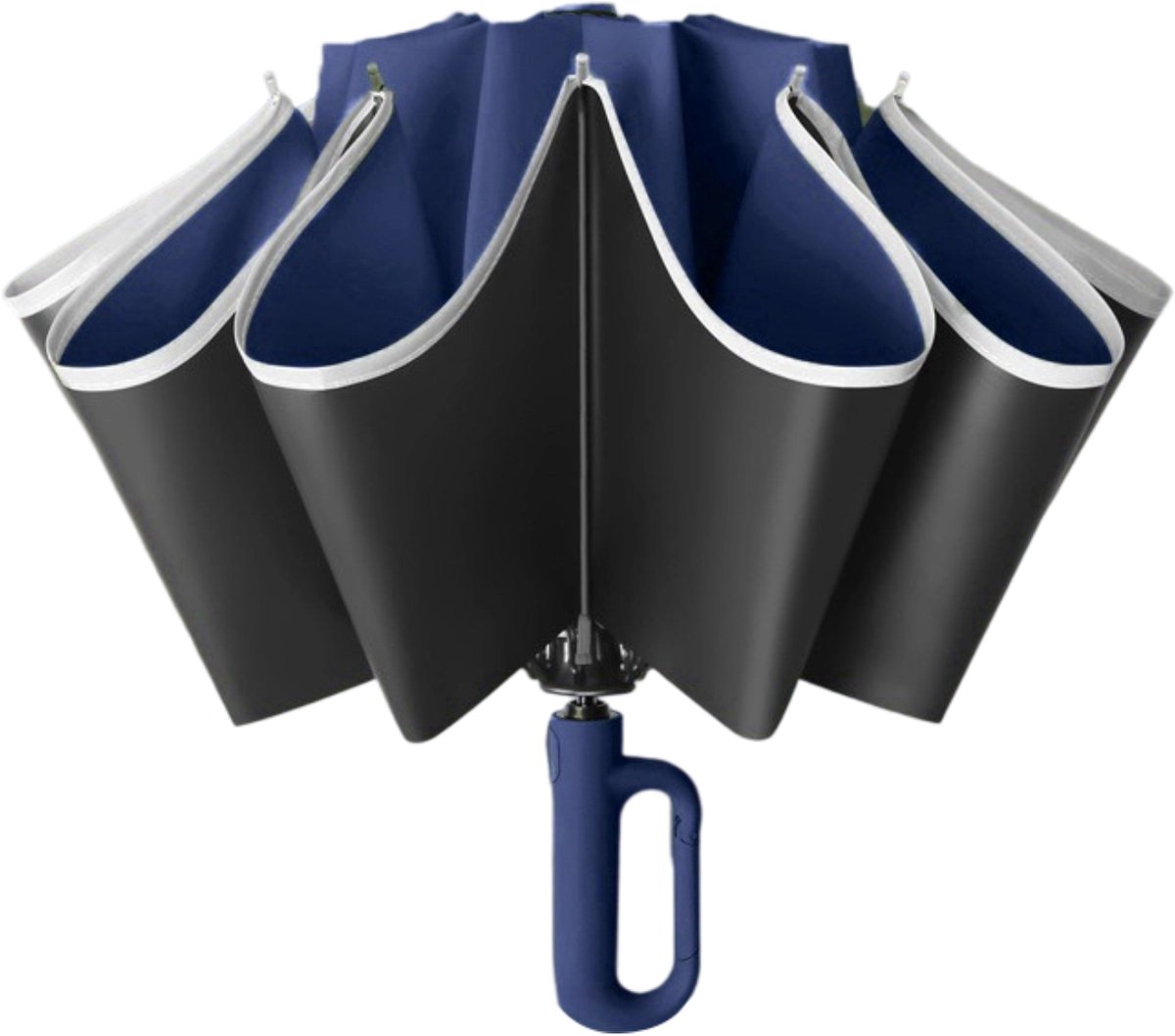 longziming -Omgekeerde Re Paraplu Marineblauw met Karabijnhaak – Winddicht & Waterdicht – Automatisch Open/Dicht – UV-bescherming UPF 50+