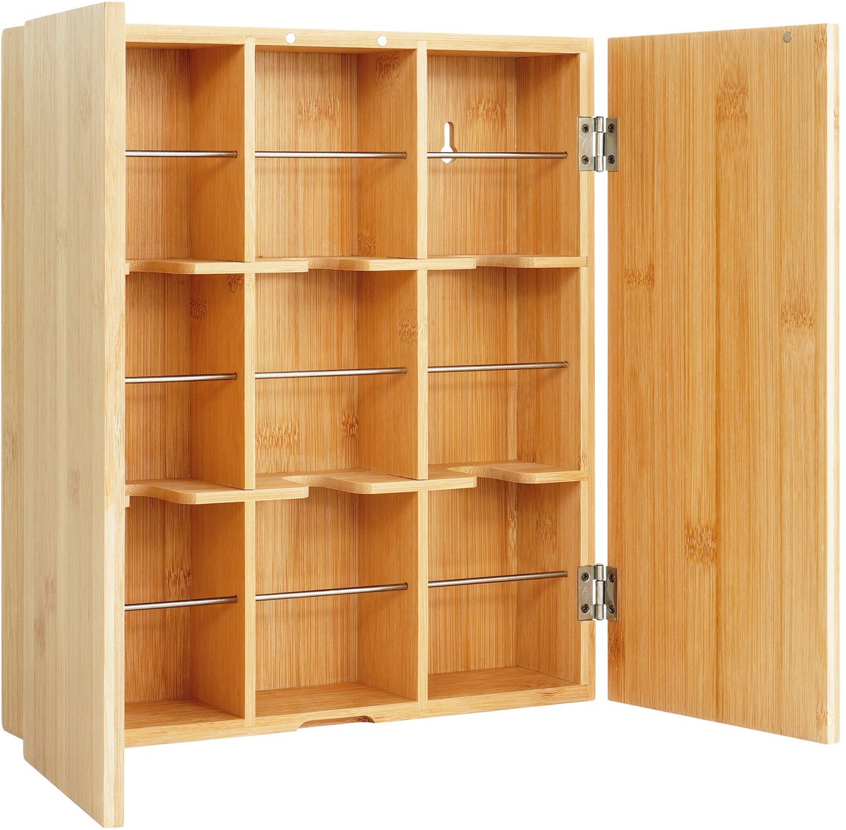 Theedoos 9 vaks - bamboe - verticaal - wandmontage