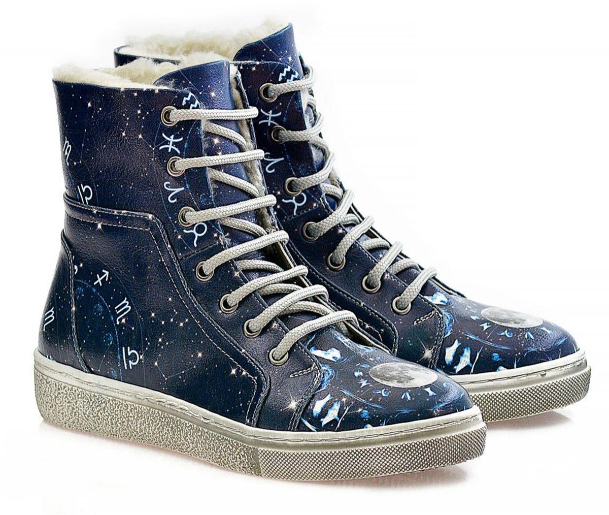 Goby - Zodiac Dames Enkellaarzen - Handgemaakt - Astrologisch Design - Gevoerd - Comfortabel - Maat 40