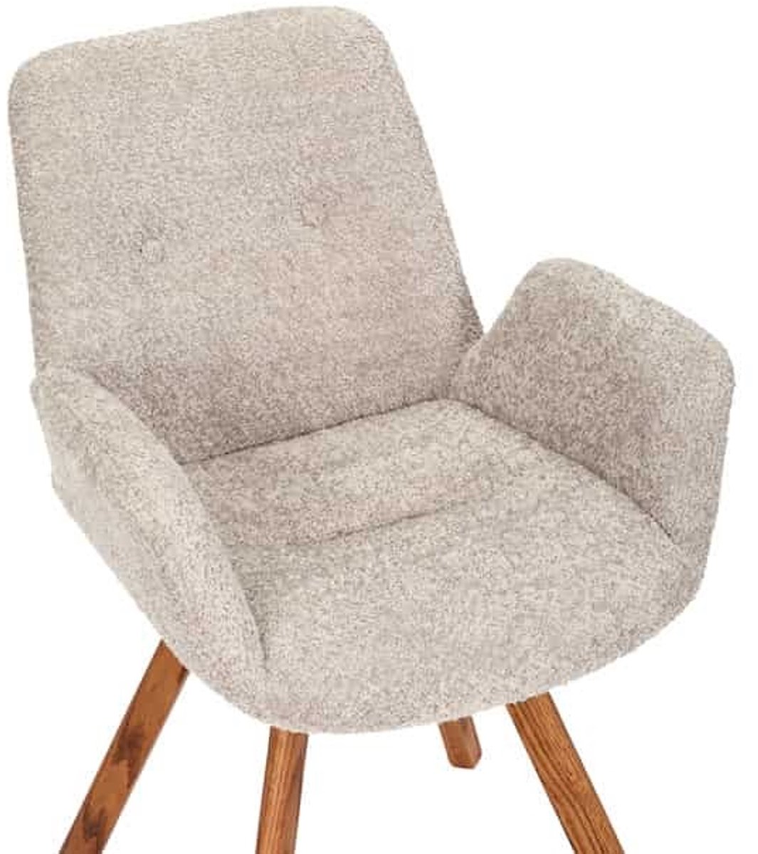 Invicta Interior Draaibare design stoel BALTIC beige Boucle naturel eiken massief houten poten met armleuning - 44199 Zie omschrijving