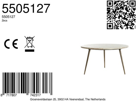 Light & Living Table Basse Ronde Zeca - Marbre - 67cm