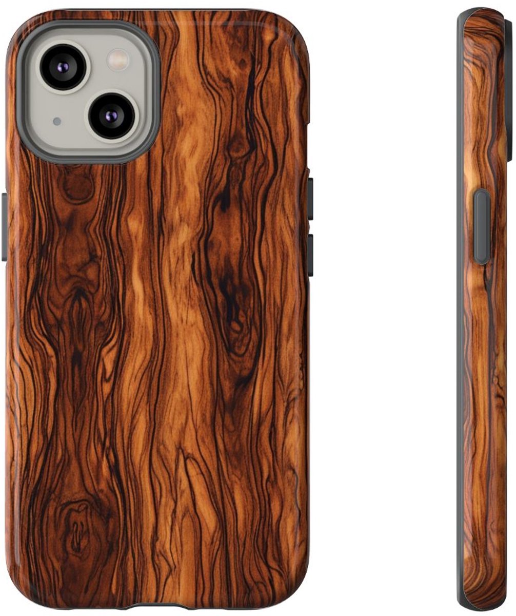 Luxe Burlhoutstructuur – Telefoonhoesje Geschikt voor iPhone 14