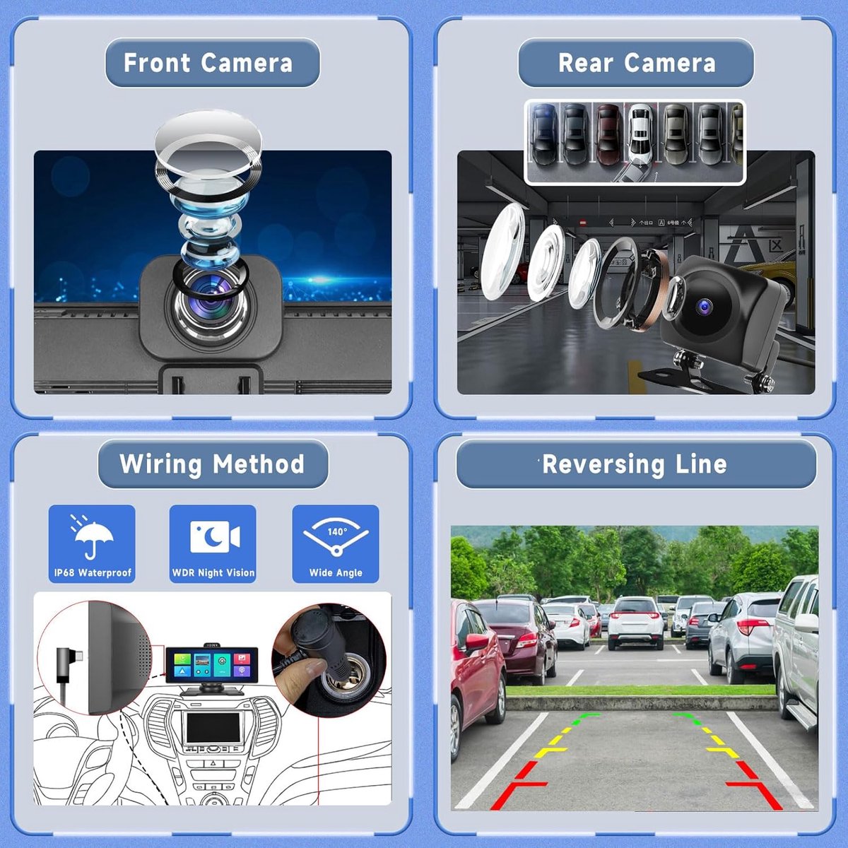 Dashcam voor auto voor en achter – Dual dashcam – Voor- en achtercamera – Autocamera – Full HD dashcam – Dashcam met nachtzicht – Dashcam met bewegingssensor – Groothoeklens – Parkeermodus – Loop recording – Dashcam met SD-kaart – foto 5