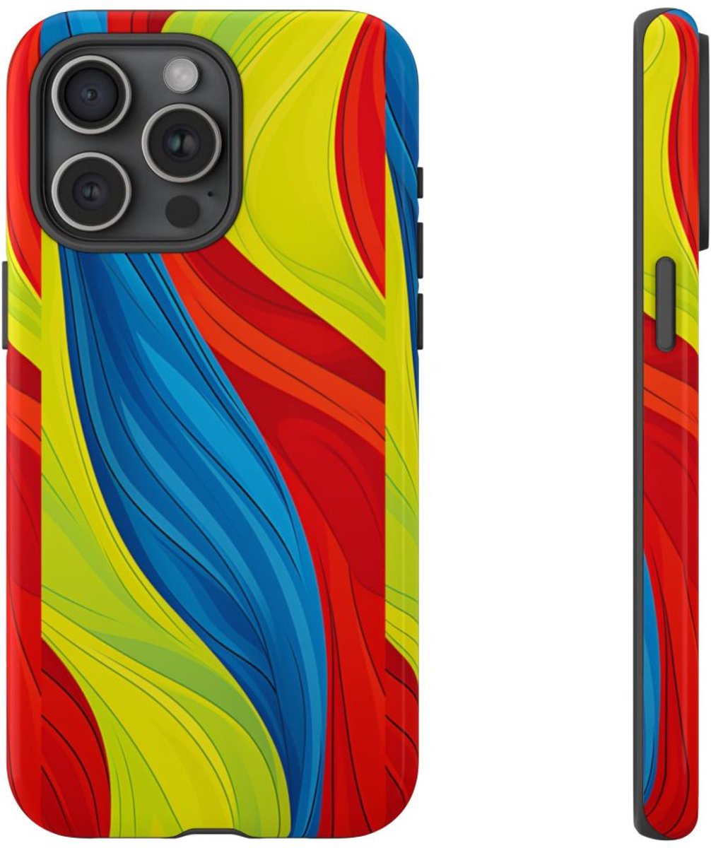 Kleurrijk Abstract Golfpatroon – Telefoonhoesje Geschikt voor iPhone 15 Pro Max