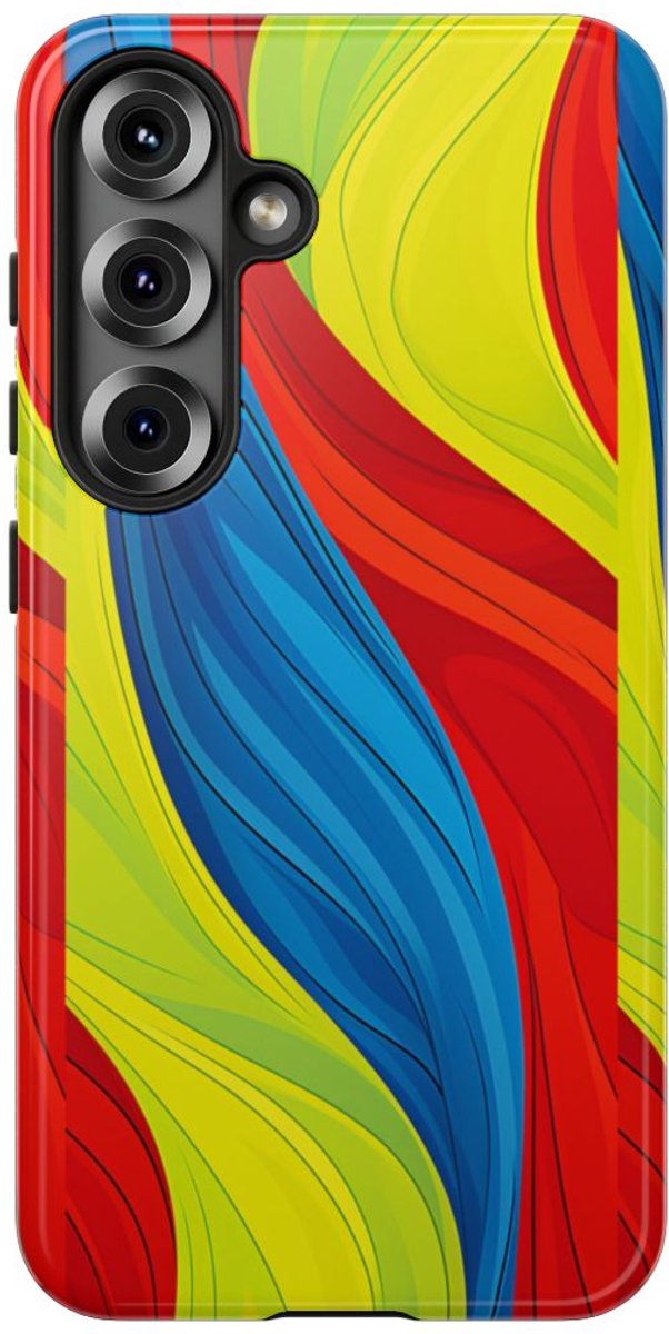Kleurrijk Abstract Golfpatroon – Telefoonhoesje Geschikt voor Samsung Galaxy S25