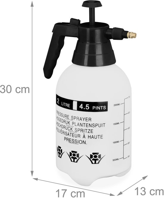 3x drukspruit 2 l - plantenspuit - onkruidspuit zwart - druksproeier - met pomp — afbeelding 5