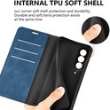 Blauw telefoonhoesje met interne TPU-hoes, met focus op de bescherming.