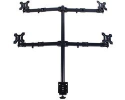 Monitor arm Quattro - Voor 4 schermen - Beugel - Voor kantoor en werkplek - Verstelbare bureausteun voor 4 schermen (10-27 inch) - Met universele basis