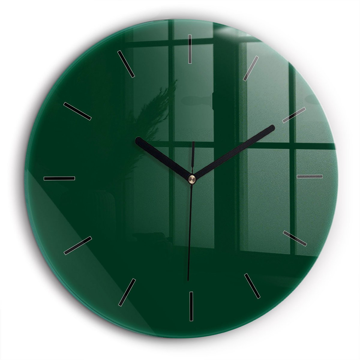 Wallfluent Wandklok - Groente Ronde Glazen Wandklok - 60 cm x 60 cm - Groente Wandklok - Zwarte Handen - Wandklok Zonder Cijfers - Wandklok voor in de Keuken - Ronde Glas Klok - Scandinavisch Wandklok - Ronde Glazen Klok