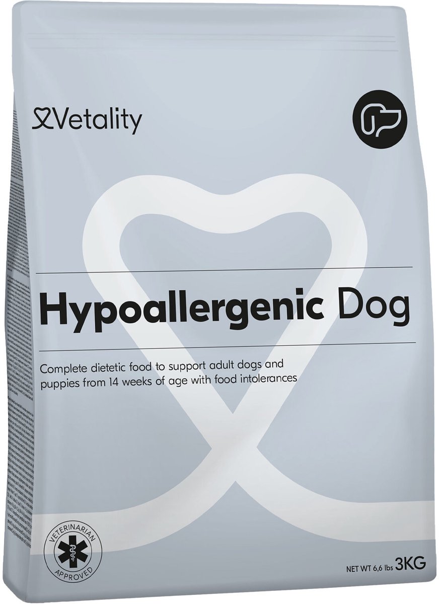 Vetality Vetality Hypoallergeen Hondenvoer - 3 x 3 kg - Hondenvoer Droog - Licht Verteerbaar Hondenvoer - Voor Pups vanaf 14 weken en Volwassen Honden