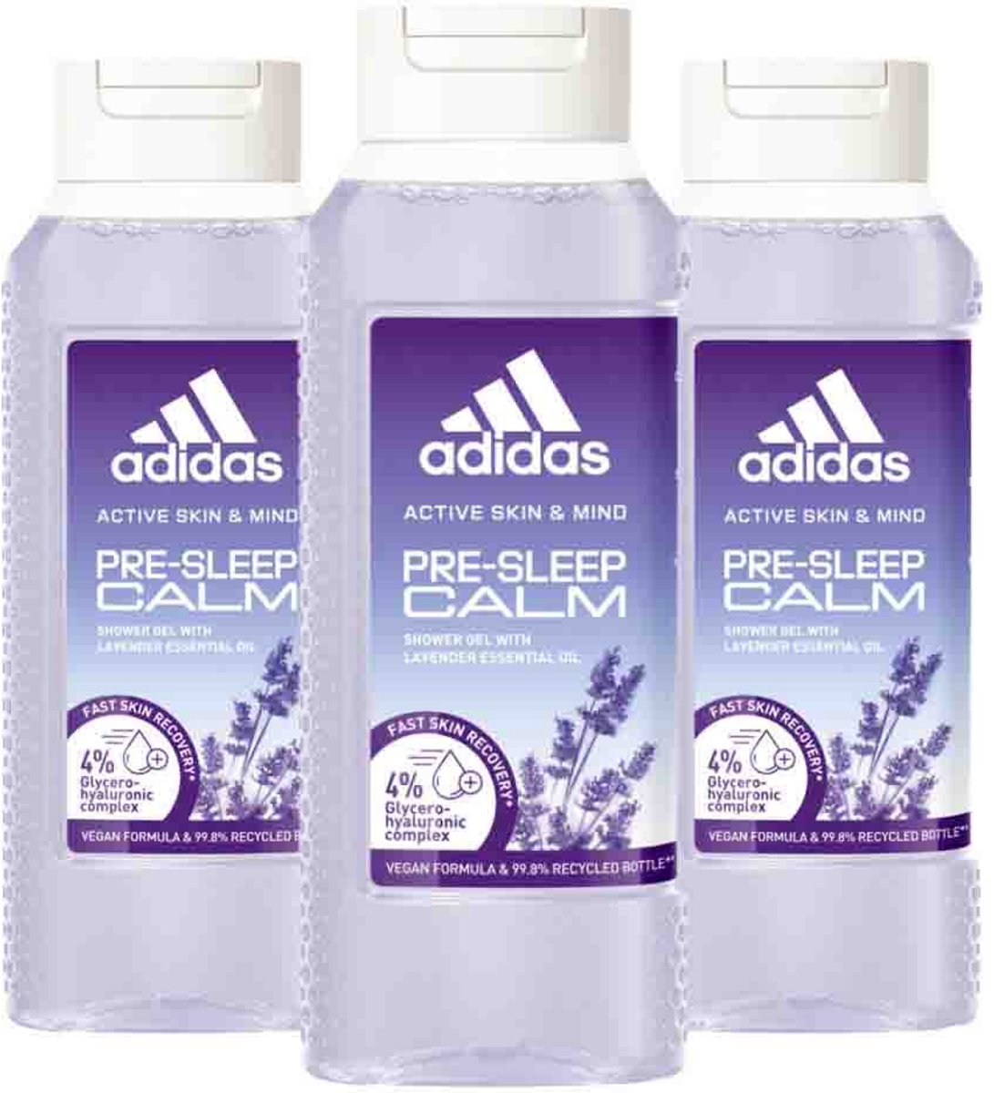 Adidas - Shower Gel Active Skin & Mind Pre-sleep Calm W - 3 x 250 ml - Voordeelverpakking