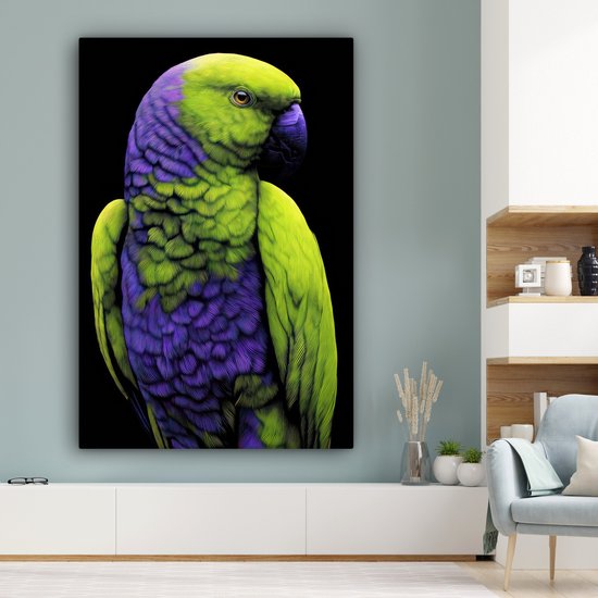 Peinture sur toile 120x180 cm - Décoration murale Perroquet - Ressorts - Frappant - Vert - Décoration murale murale salon - Décoration chambre - Accessoires chambre - Peintures sur toile