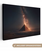 Canvas schilderij 120x80 cm - Wanddecoratie Piramide - Woestijn - Licht - Muurdecoratie woonkamer - Slaapkamer decoratie - Kamer accessoires - Schilderijen op canvas
