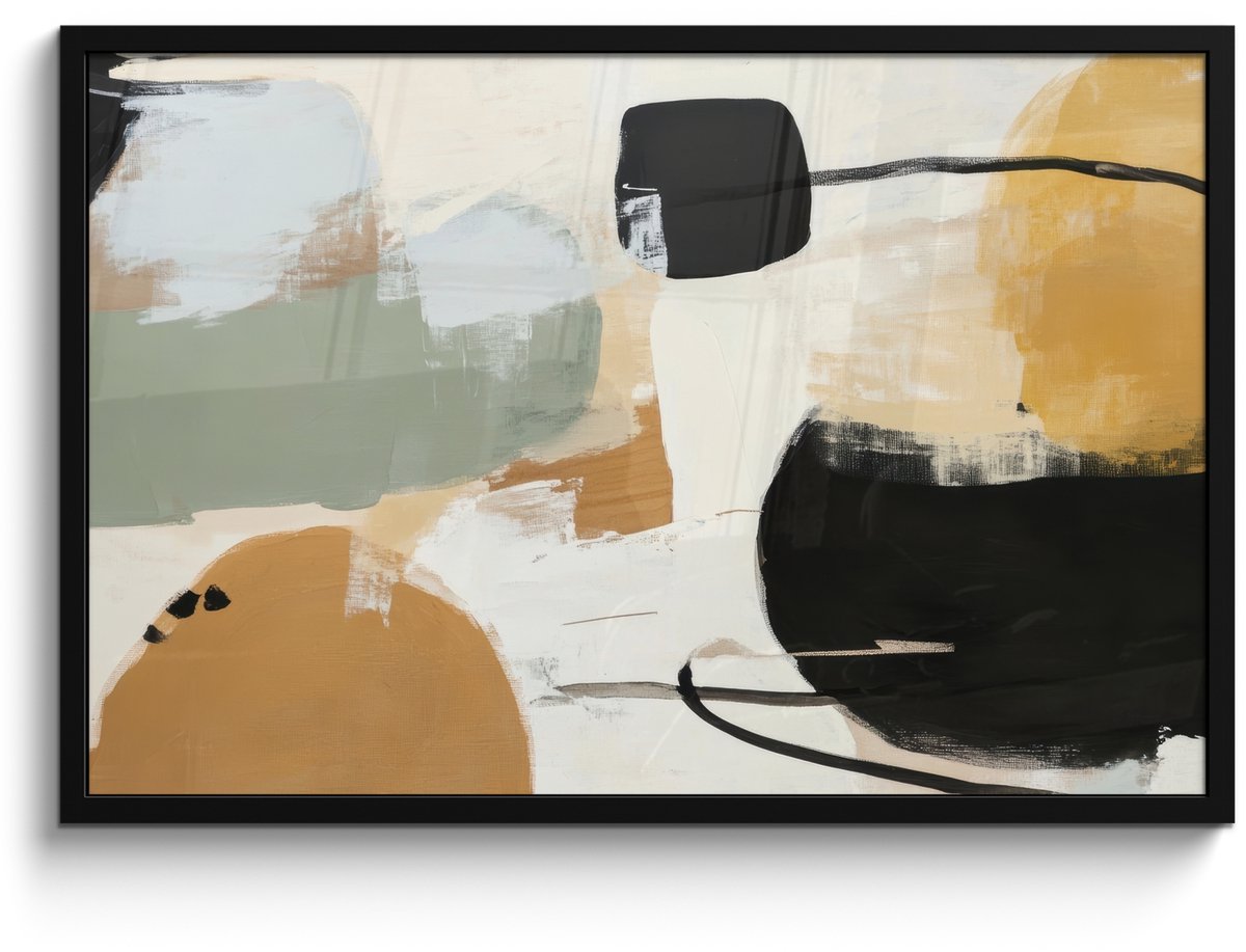 FrameYourWall Poster in lijst - Fotolijst 90x60 cm - Posters - Paint - Abstract - Kleuren - Posterlijst zwart - Decoratie - Wanddecoratie woonkamer - Muurdecoratie slaapkamer