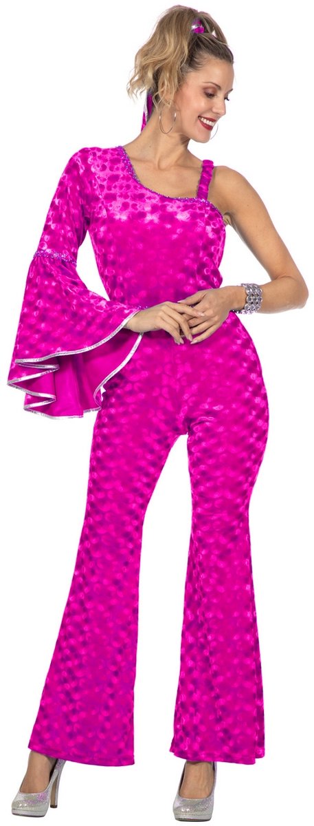 Catsuit Disco Velvet Roze - Jaren 80 & 90 - Dames - Maat 6XL
